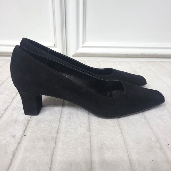 Vaneli Square Toe Heels in Black Suede - Size 9.5 W - NEW - Picture 1 of 9